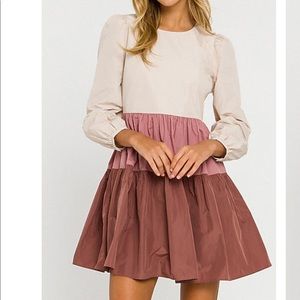 English Factory Pink & Mauve Colorblock Mini Dress